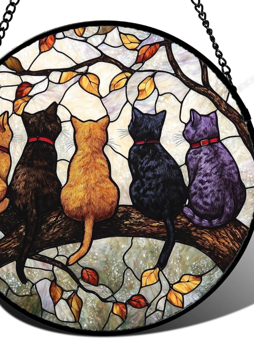 DASTOLL 5 Cats Branch Window Suncatcher 9.8in